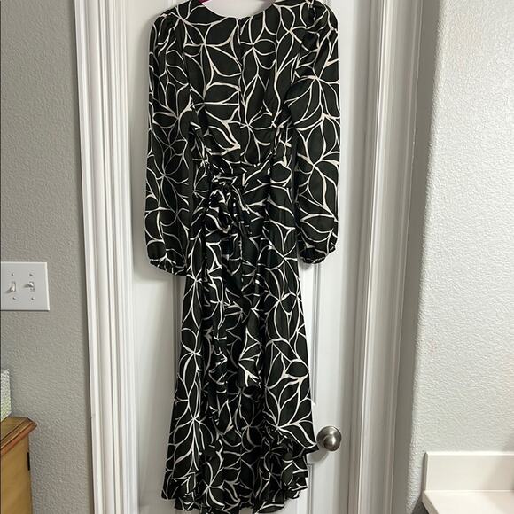 Vince Camuto Green Long Blouson Sleeve Button Front Tie at Waist A-Line - Picture 8 of 8